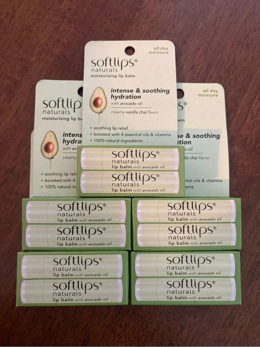 10 Softlips Naturals Lip Balm Avocado Oil Vanilla Chai